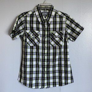 Women’s Dixxon Flannel Company Bamboo Duece Shirt Button Black Green Size Small